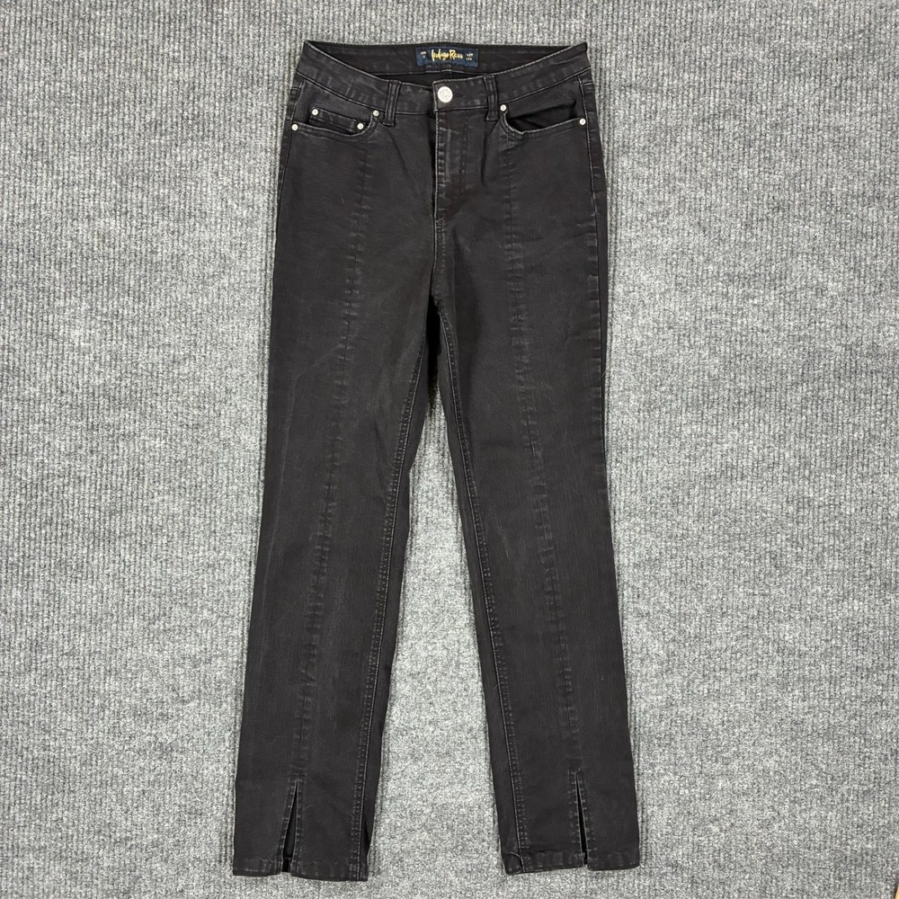 Indigo Rein Womens Skinny Jeans Size 1 Black Denim Stretch Slit Hem High Rise